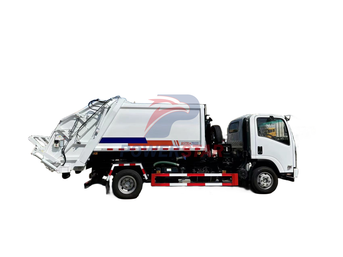 Isuzu NPR hooklift truck mounted garbage compactor trucks application