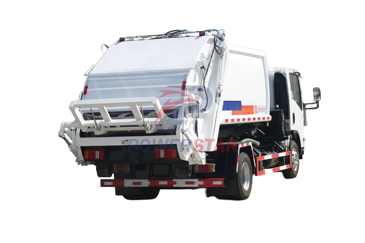 Isuzu NPR hooklift truck mounted garbage compactor trucks application