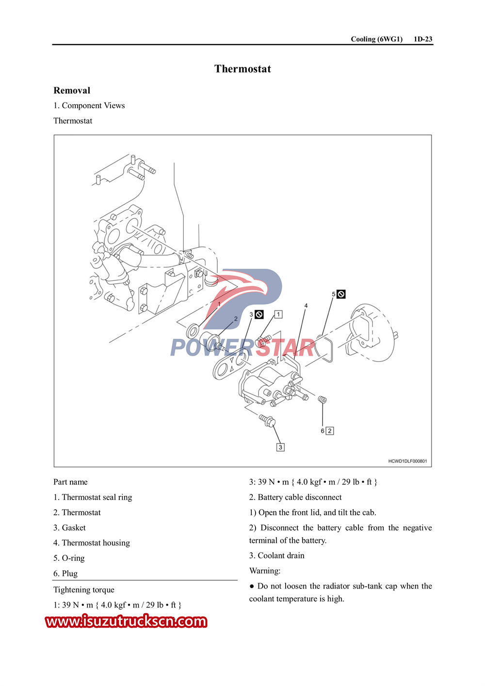 Isuzu 6WG1 engine cooling and ZF transmission service manual