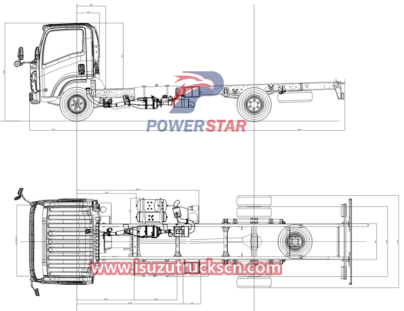 Technical drawings of Isuzu 700P wheelbase 4175mm chassis