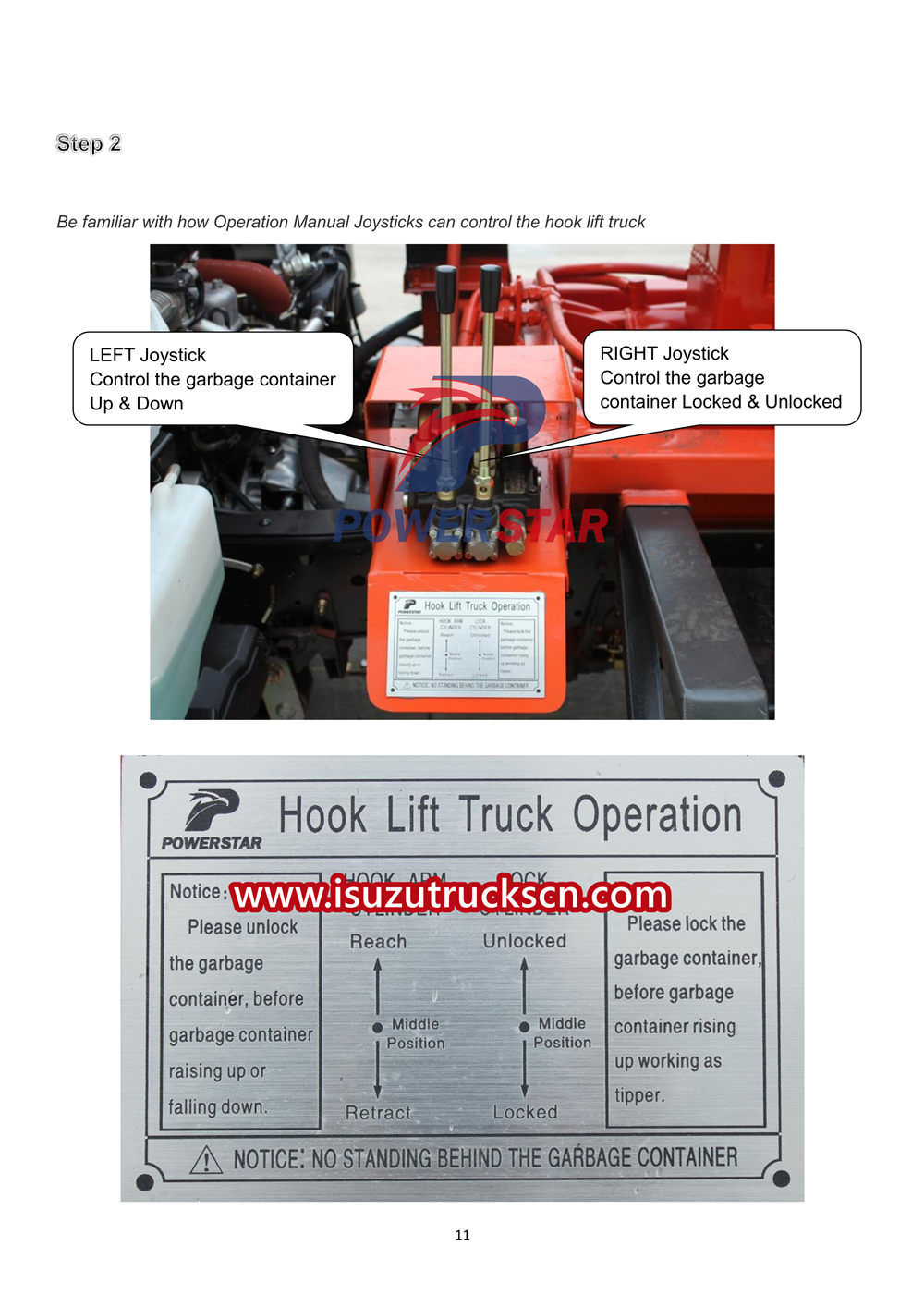 Isuzu NPR 700P 8cbm hook lift garbage truck user's manual