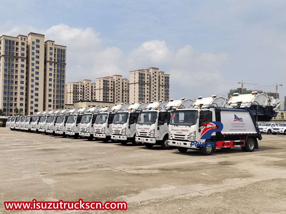 Isuzu rear loader compactor truck