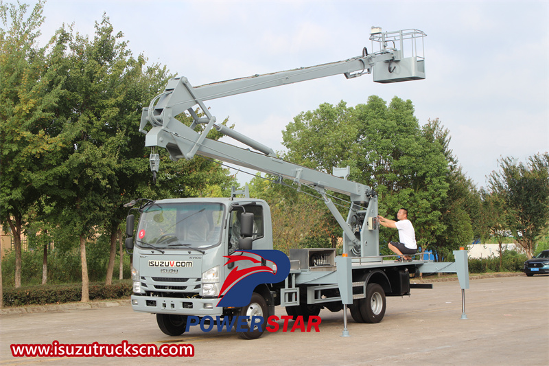 Isuzu KV100 manlifter boom truck with basket