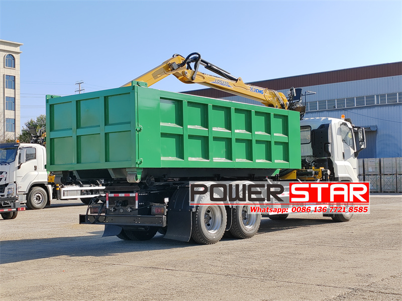 Isuzu GIGA 6x4 hook lift garbage truck with crane