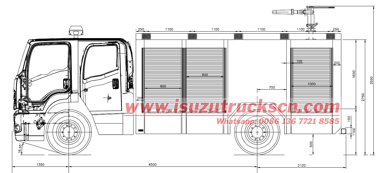 Isuzu FTR FOAM FIRE TRUCK technical drawing
