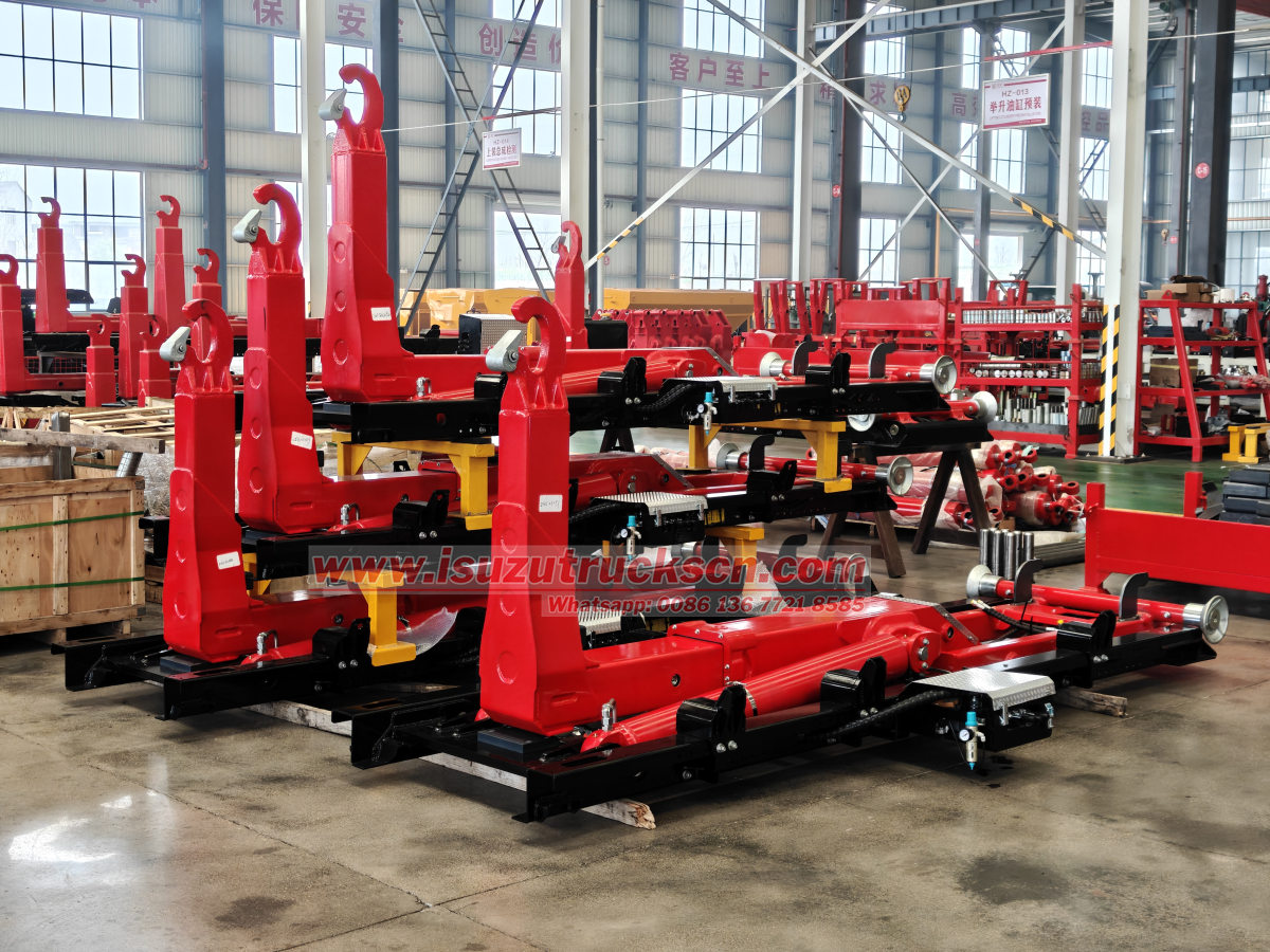 4 units Isuzu NPR 10Tons Hooklift Container Truck in Powerstar trucks workshop