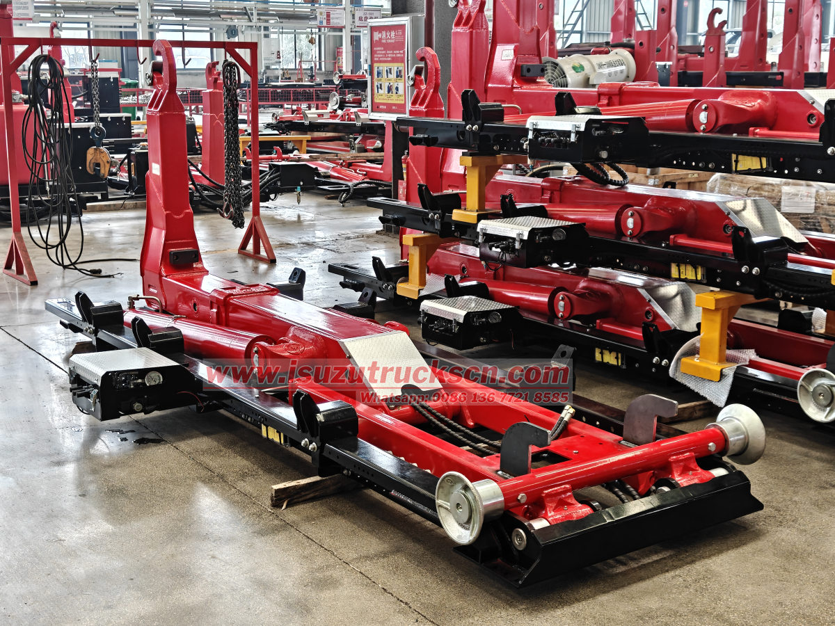 4 units Isuzu NPR 10Tons Hooklift Container Truck in Powerstar trucks workshop