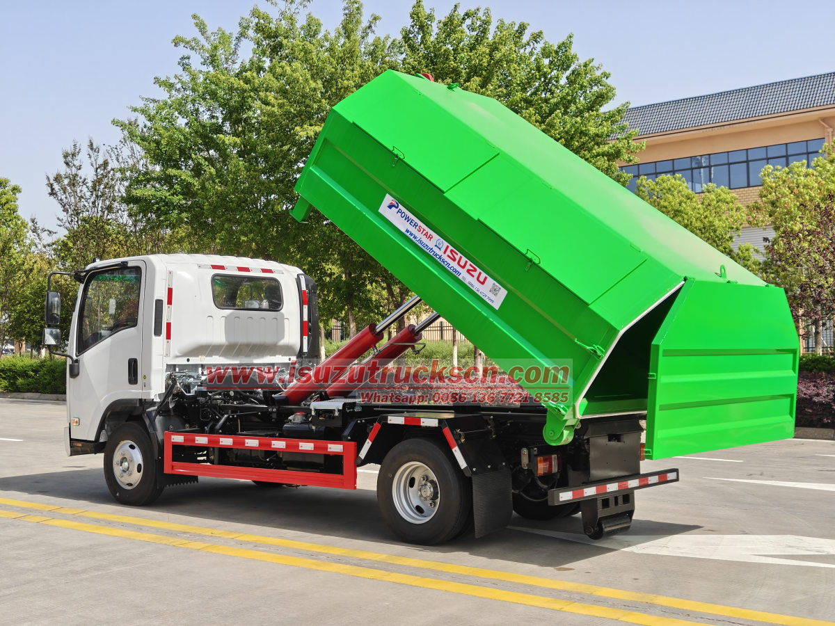 New Mongolia Isuzu NPR Hooklift Truck working pictures