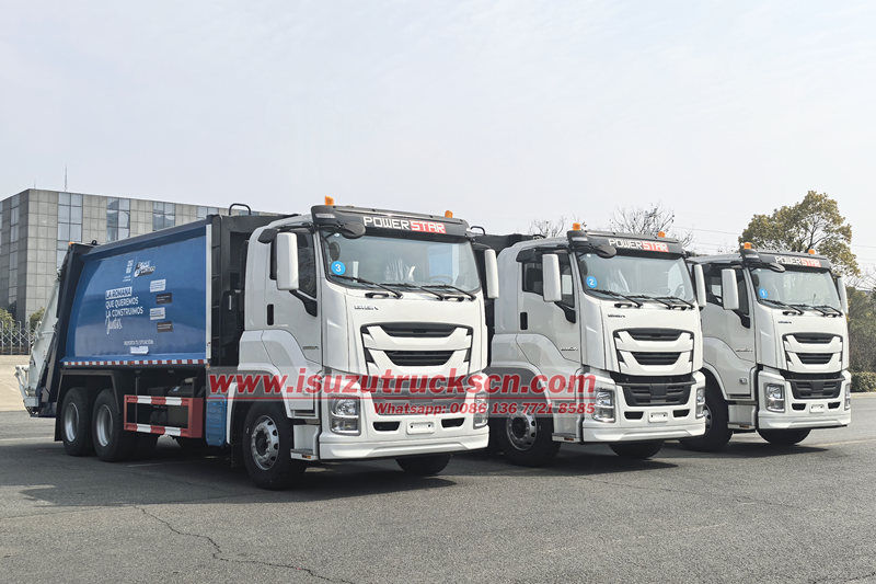 Isuzu side load garbage truck