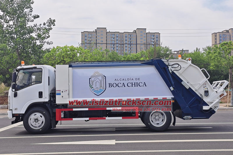 Isuzu rear loader garbage truck