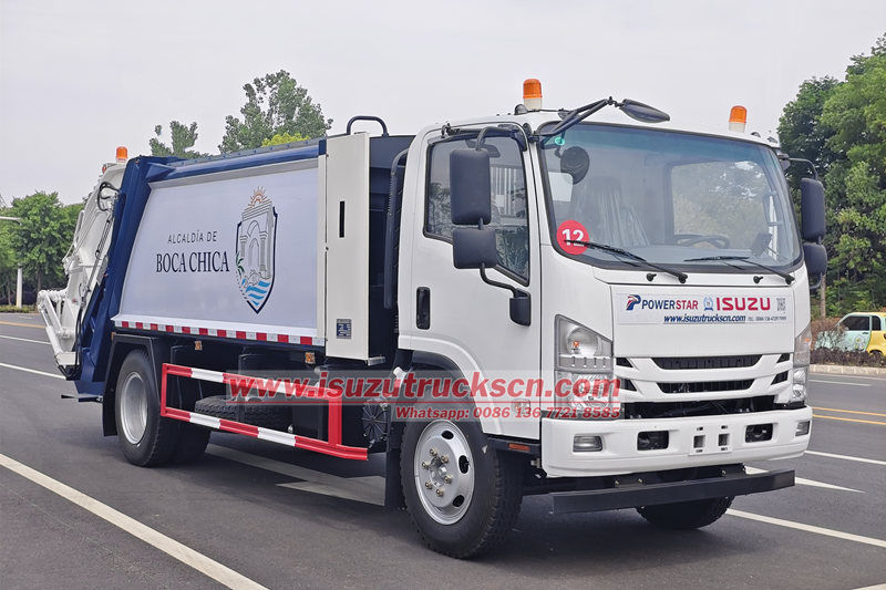 Isuzu rear load dumpster truck
