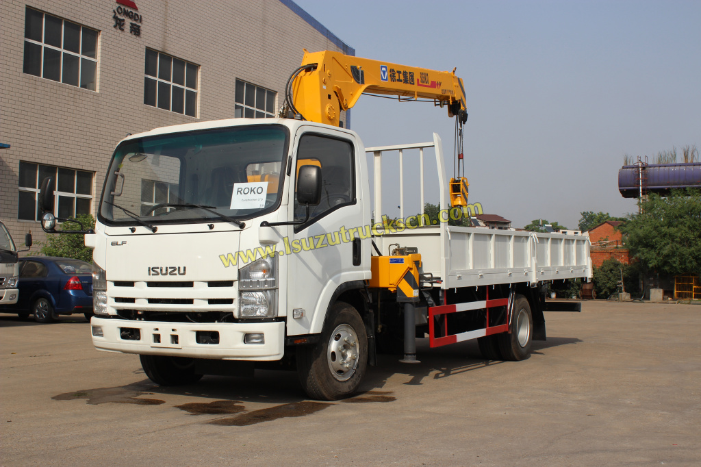 Africa ROKO construction company order Isuzu NPR truck with XCMG 5ton crane