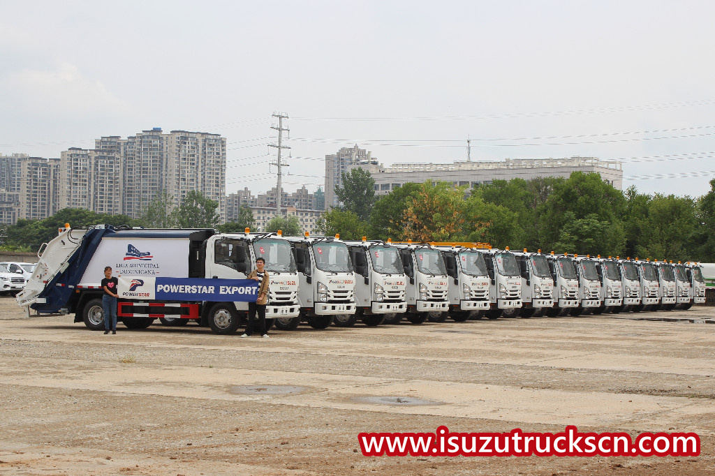 40 units ISUZU NPR refuse compactor truck export to Ethiopia