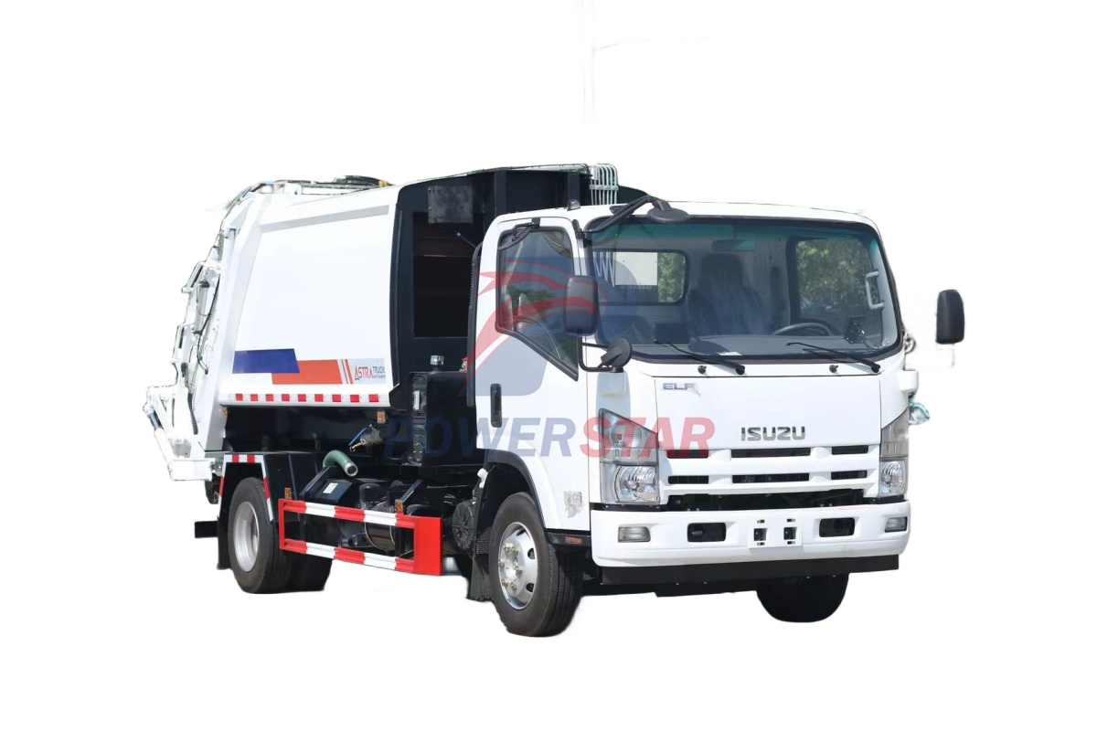 Isuzu NPR hooklift truck mounted garbage compactor trucks application