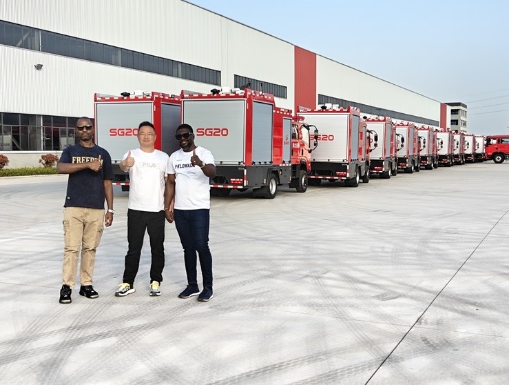 Africa customer inspect Powerstar firefighting trucks plant and order fire truck