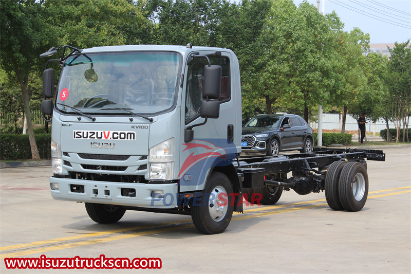 Isuzu NPR NQR cargo truck chassis with slate gray cabin